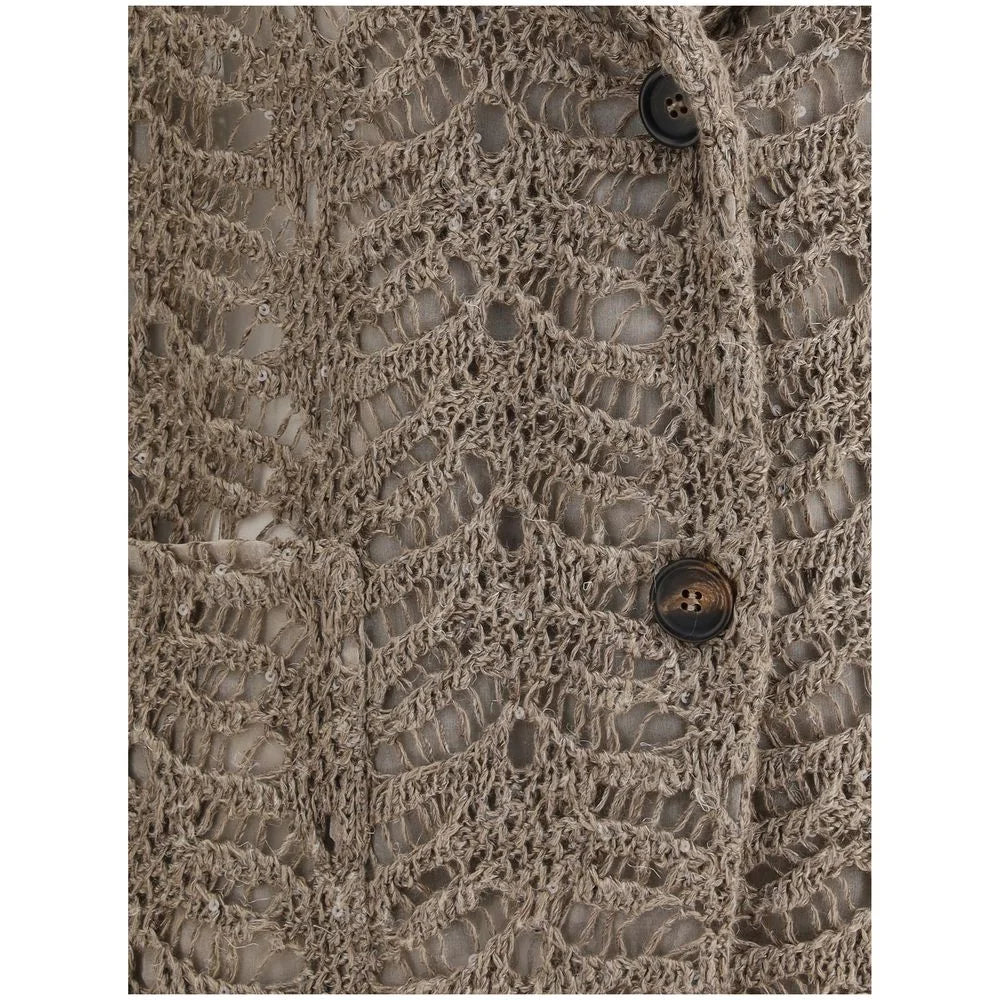 Brunello Cucinelli Brown Silk Blazer - L