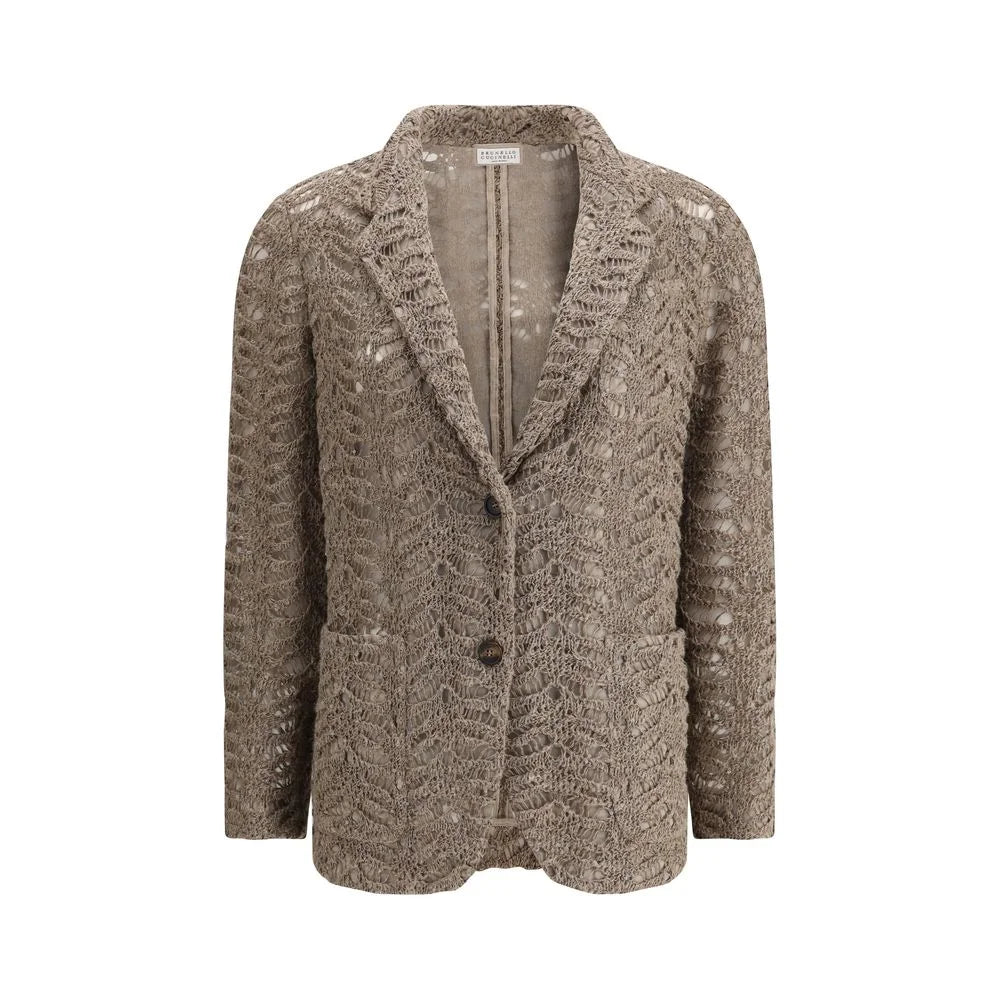 Brunello Cucinelli Brown Silk Blazer - L