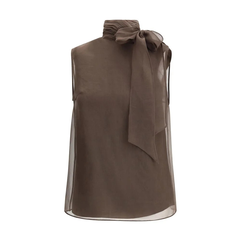 Brunello Cucinelli Brown Silk Blouse - M