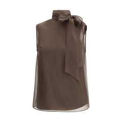 Brunello Cucinelli Brown Silk Blouse - M