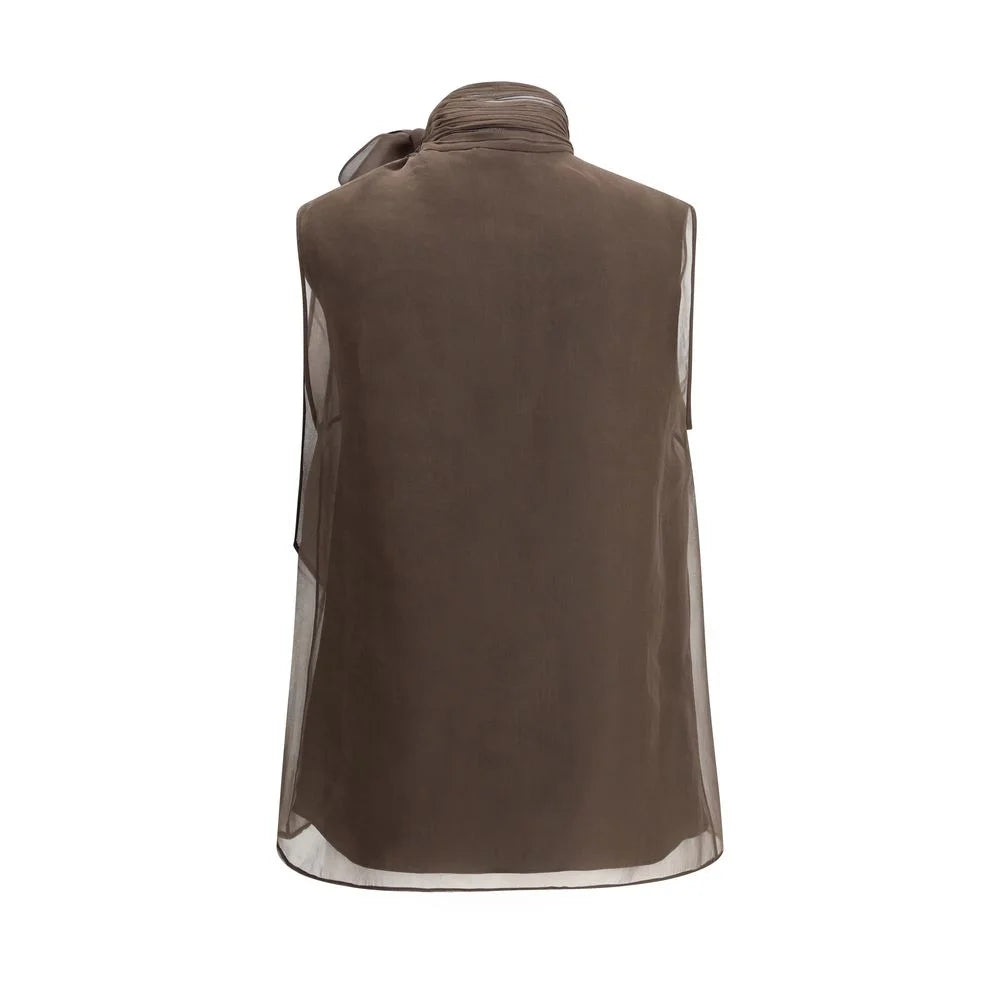 Brunello Cucinelli Brown Silk Blouse - M