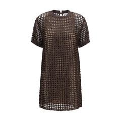 Brunello Cucinelli Brown Silk Cocktail Dress - M