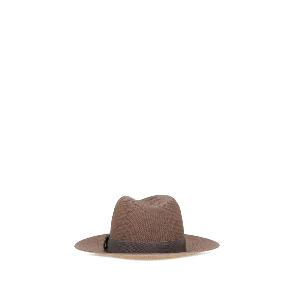 Brunello Cucinelli Brown Straw Fedora - S