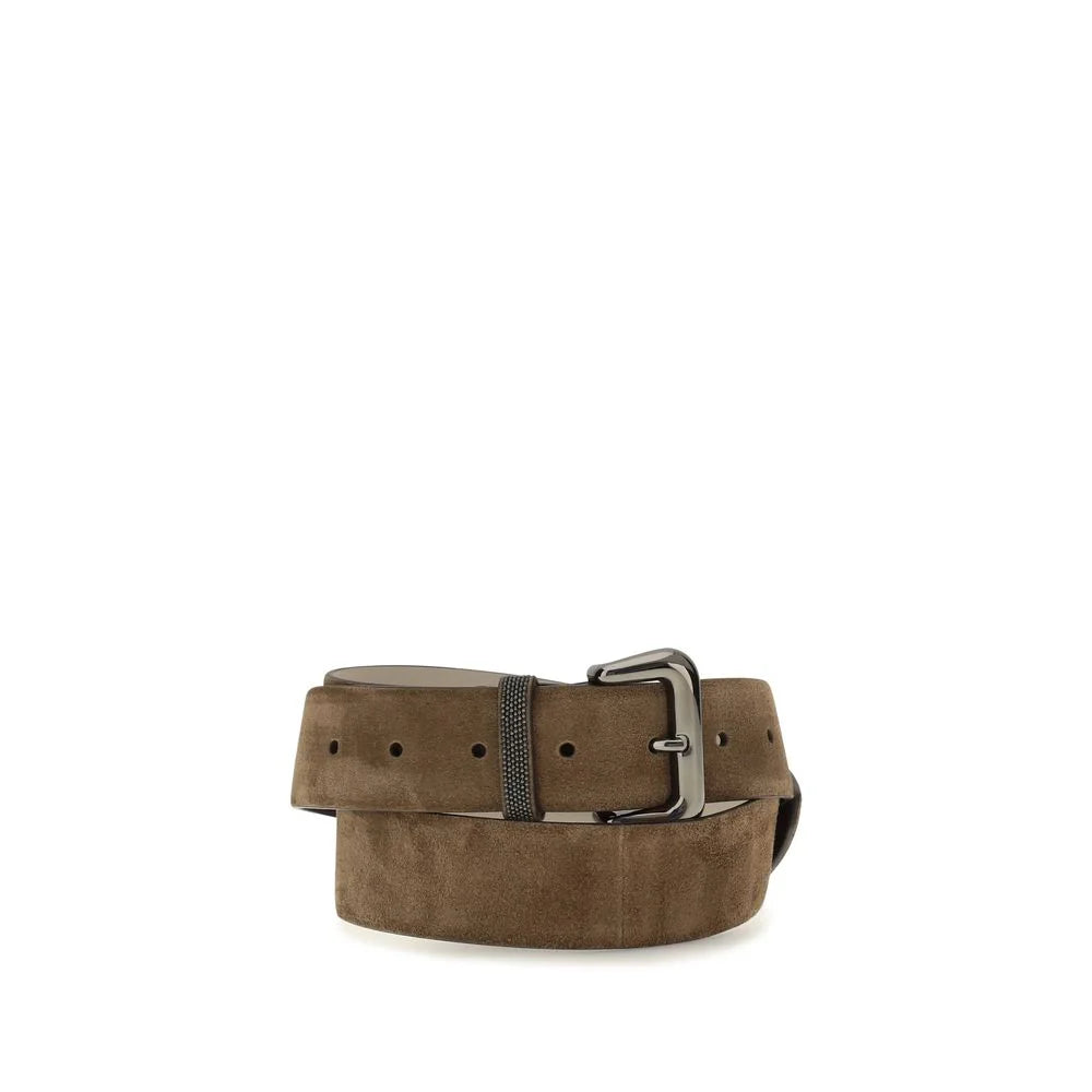 Brunello Cucinelli Brown Suede Leather Belt