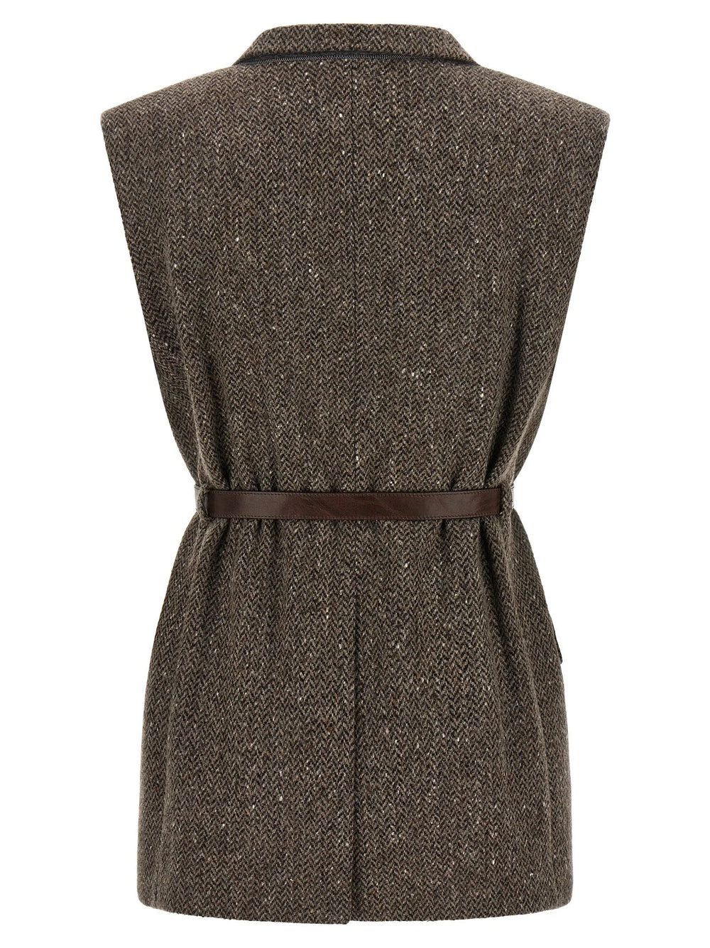Brunello Cucinelli Brown Virgin Wool Sleeveless Jacket
