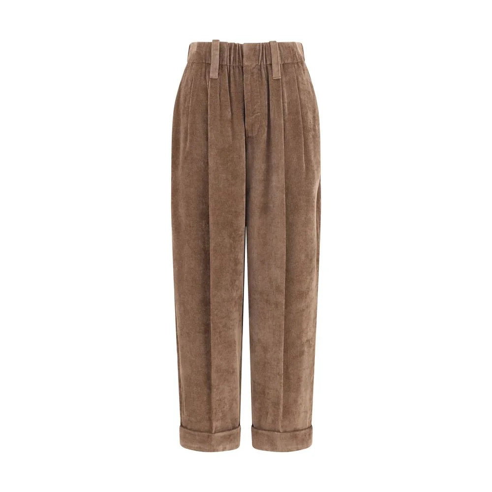 Brunello Cucinelli Brown Viscose Casual Pants