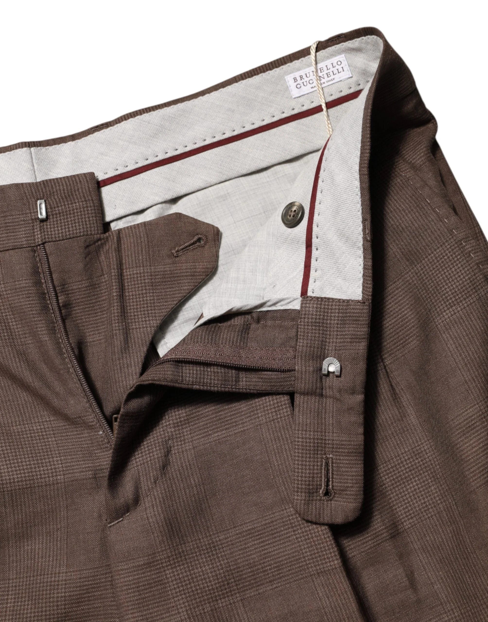 Brunello Cucinelli Brown Wool Mid Waist Dress Trouser Pants - IT50 | L