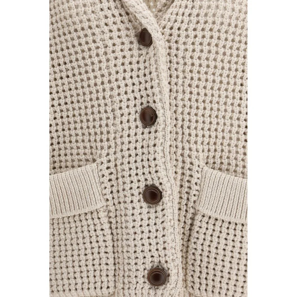 Brunello Cucinelli Cream Cotton Cardigan - S