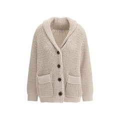 Brunello Cucinelli Cream Cotton Cardigan - S