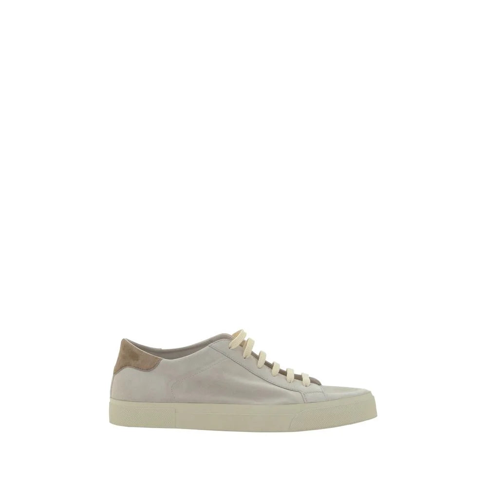 Brunello Cucinelli Cream White Leather Sneakers - EU45/US12 - Sneakers
