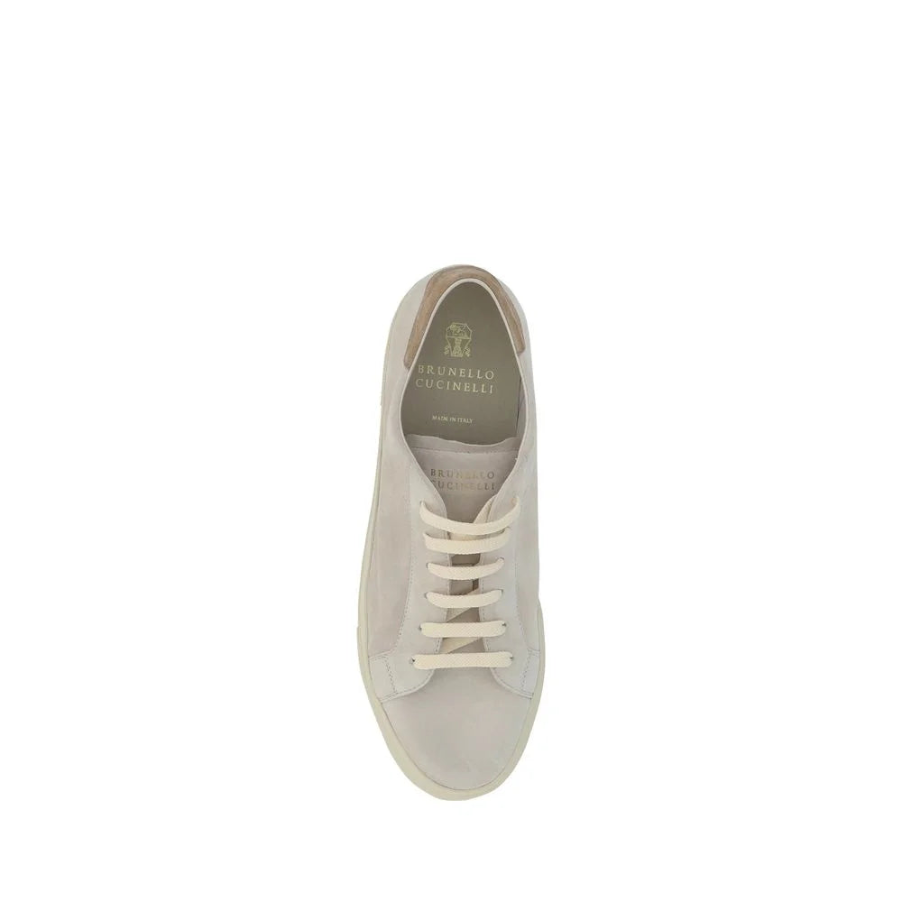 Brunello Cucinelli Cream White Leather Sneakers - EU45/US12 - Sneakers