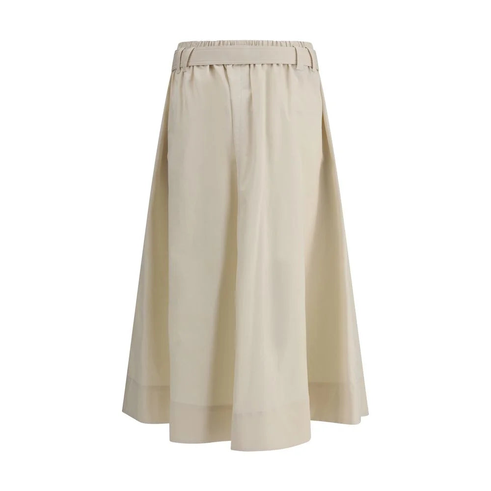 Brunello Cucinelli Cream Wide Long Skirt - IT44 | L - Skirts