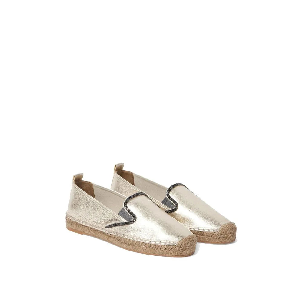 Brunello Cucinelli Gold Leather Espadrilles - EU37/US7