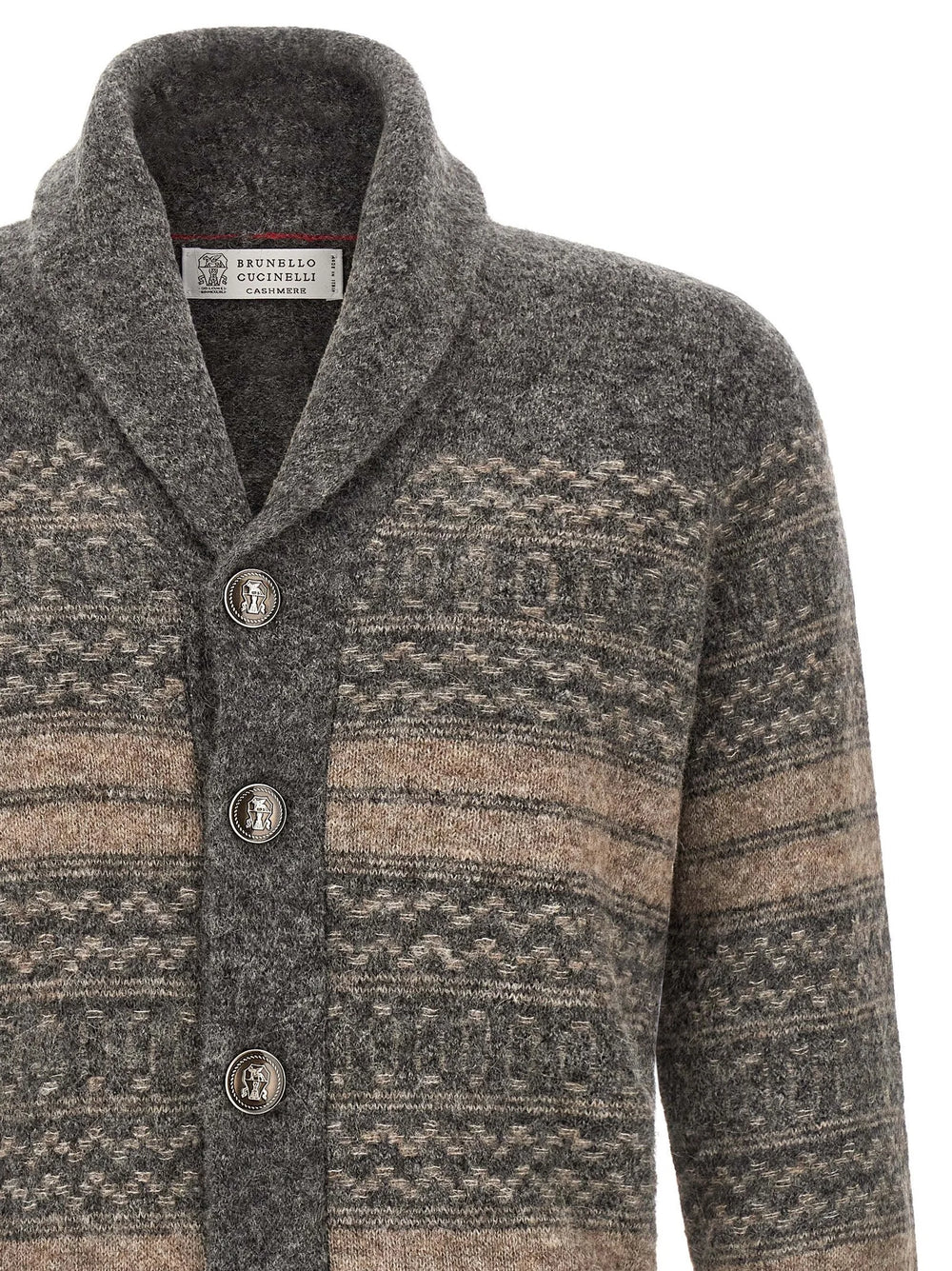 Brunello Cucinelli Gray Alpaca Leather Cardigan
