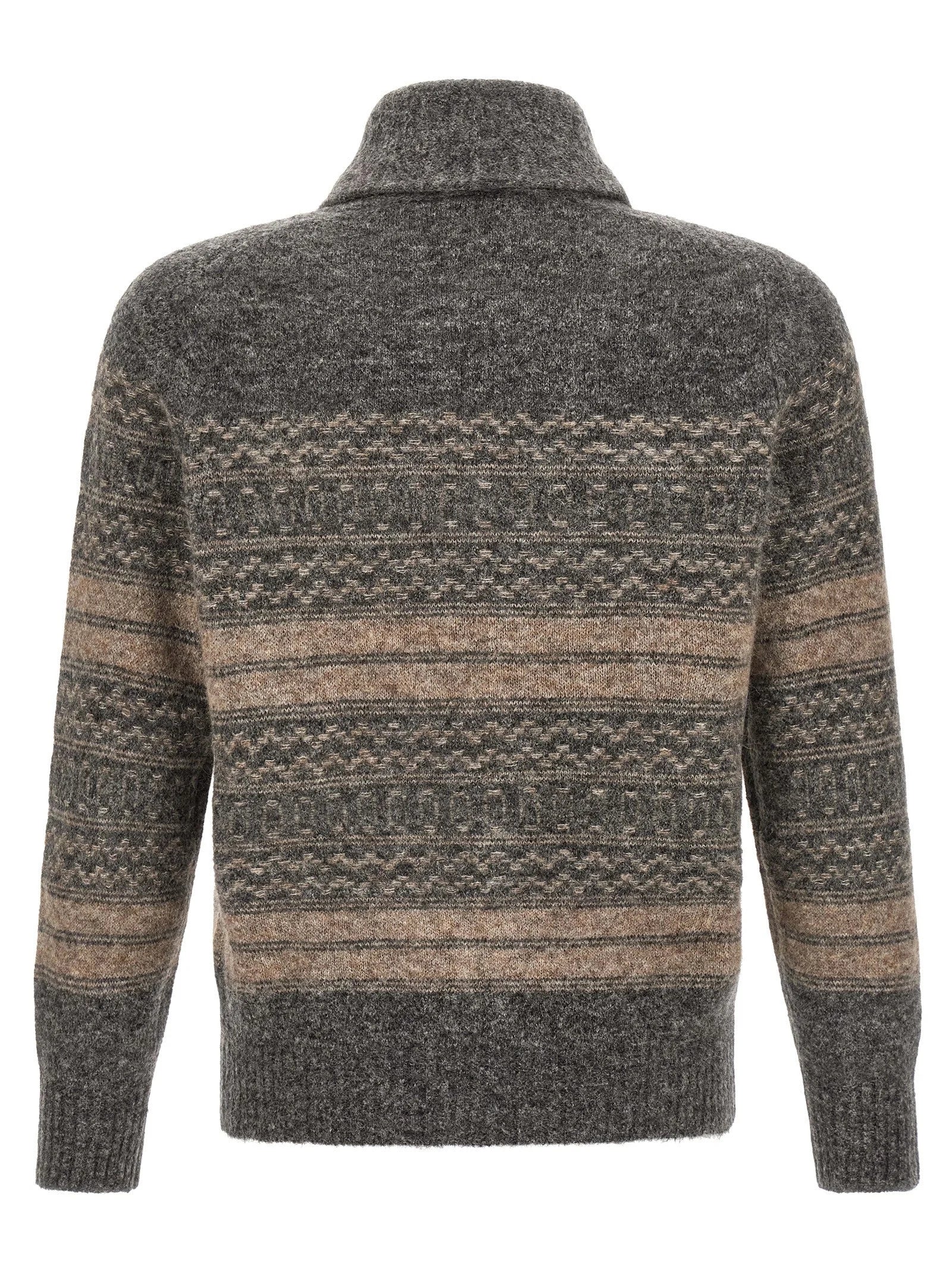 Brunello Cucinelli Gray Alpaca Leather Cardigan