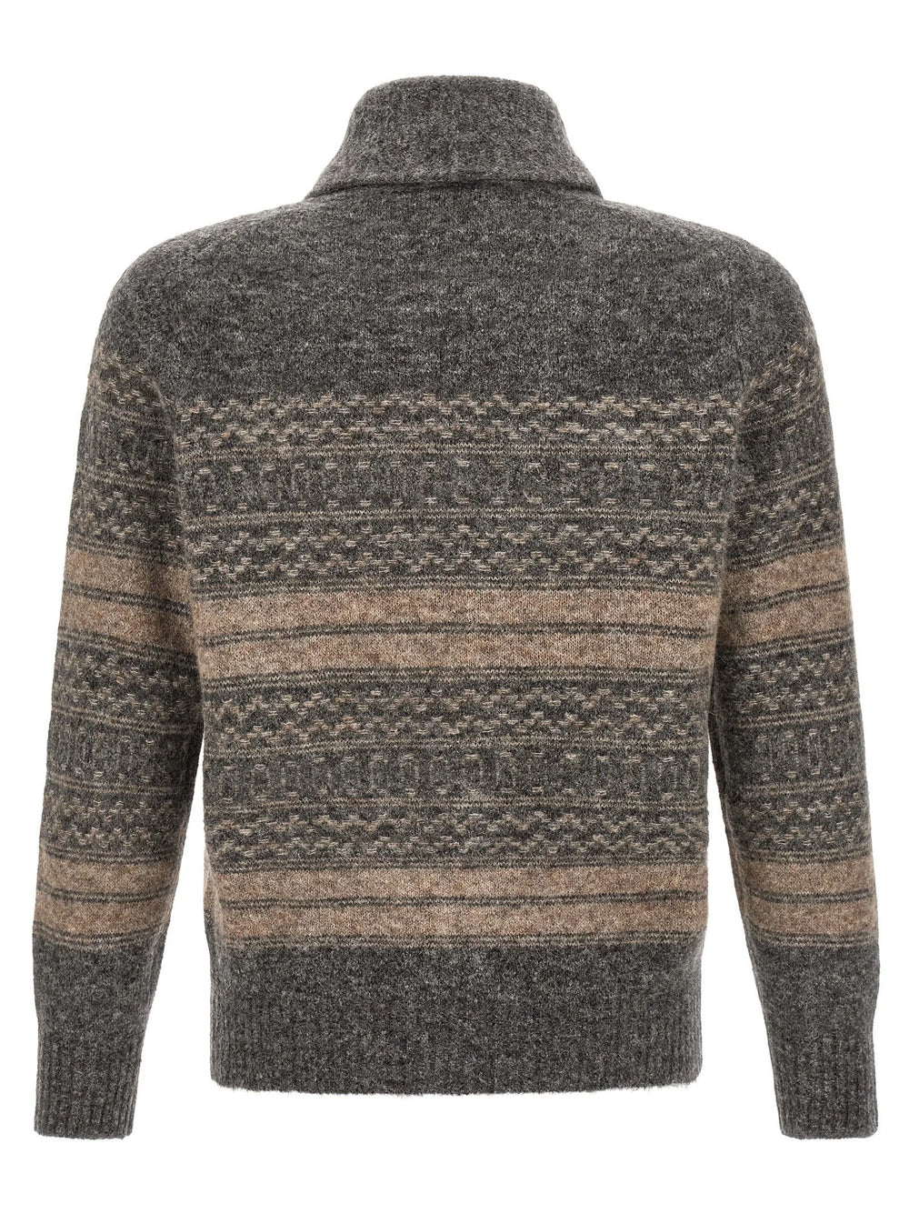 Brunello Cucinelli Gray Alpaca Leather Cardigan