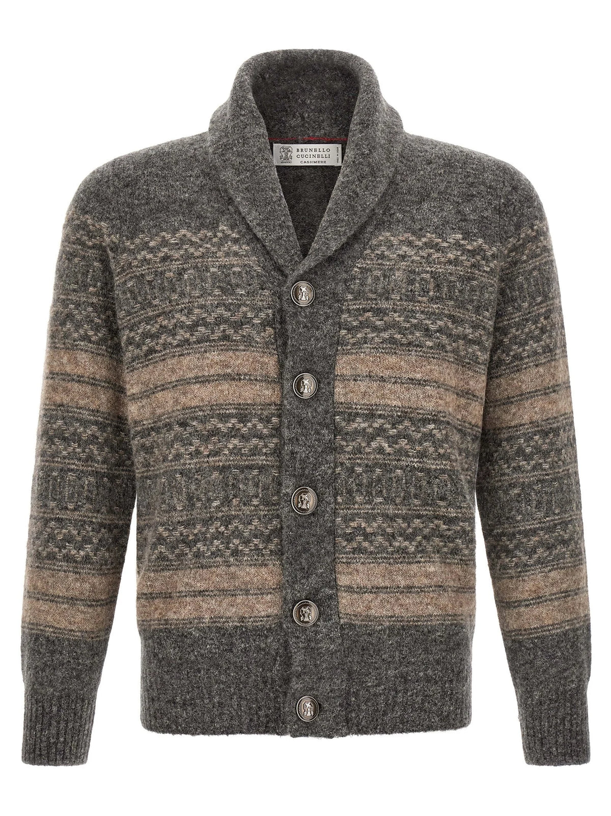 Brunello Cucinelli Gray Alpaca Leather Cardigan