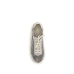 Brunello Cucinelli Gray Calf Leather Bos Taurus Low Top Sneakers - Sneakers