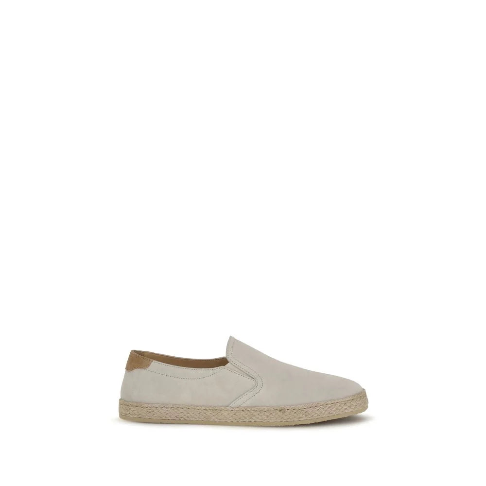 Brunello Cucinelli Gray Calf Leather Bos Taurus Low Top Sneakers