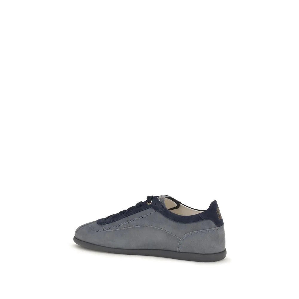 Brunello Cucinelli Gray Calf Leather Bos Taurus Low Top Sneakers