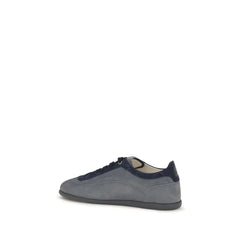 Brunello Cucinelli Gray Calf Leather Bos Taurus Low Top Sneakers