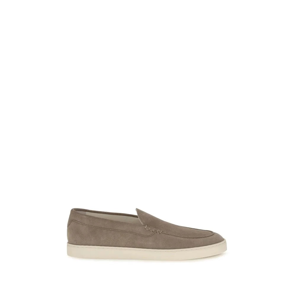 Brunello Cucinelli Gray Calf Leather Bos Taurus Slip-On Loafers - EU40/US7