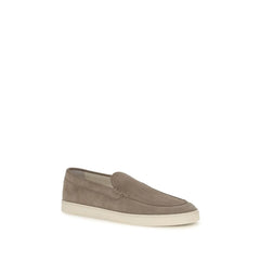Brunello Cucinelli Gray Calf Leather Bos Taurus Slip-On Loafers - EU40/US7