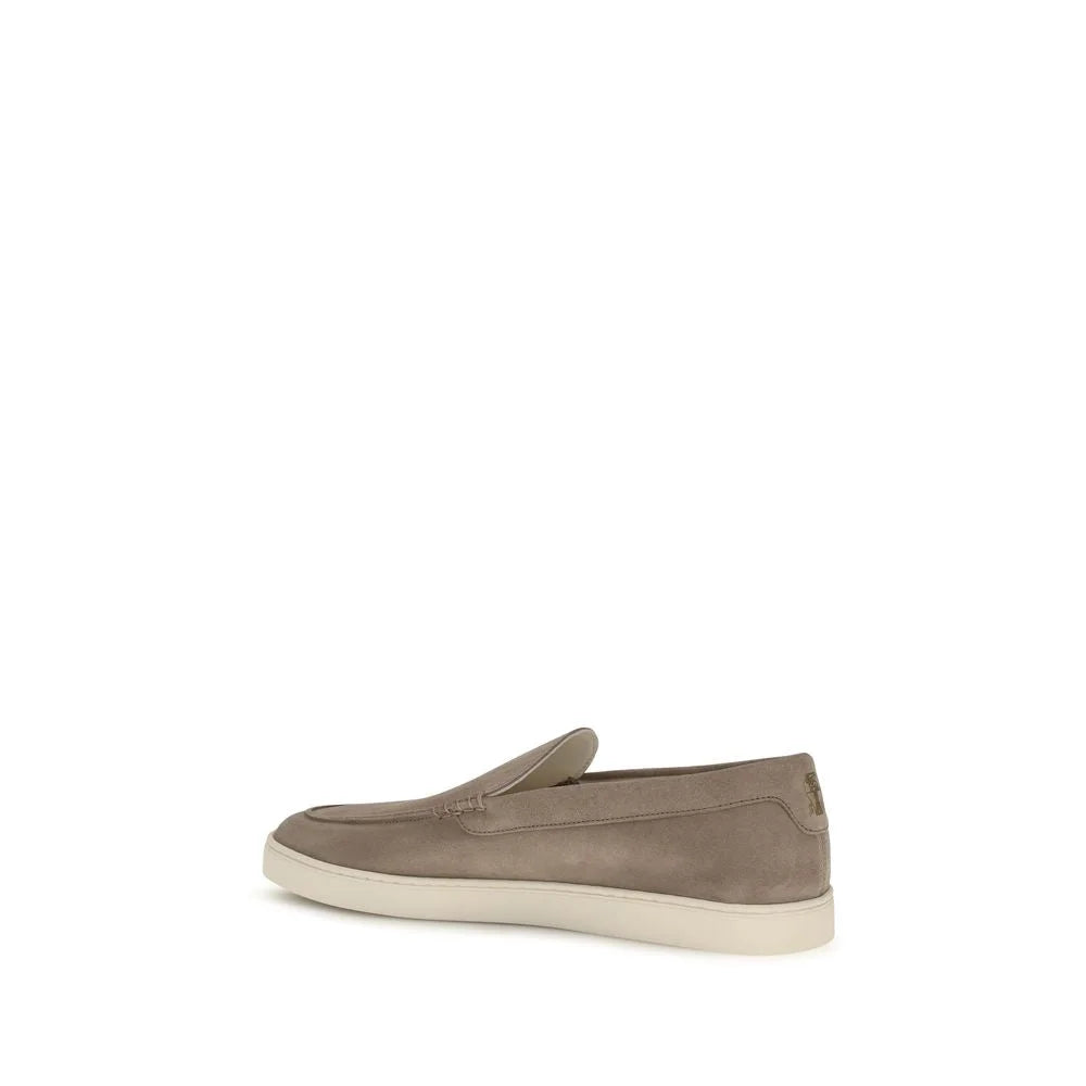Brunello Cucinelli Gray Calf Leather Bos Taurus Slip-On Loafers - EU40/US7