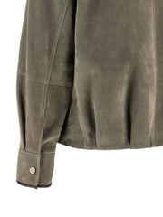 Brunello Cucinelli Gray Calfskin Leather Jacket