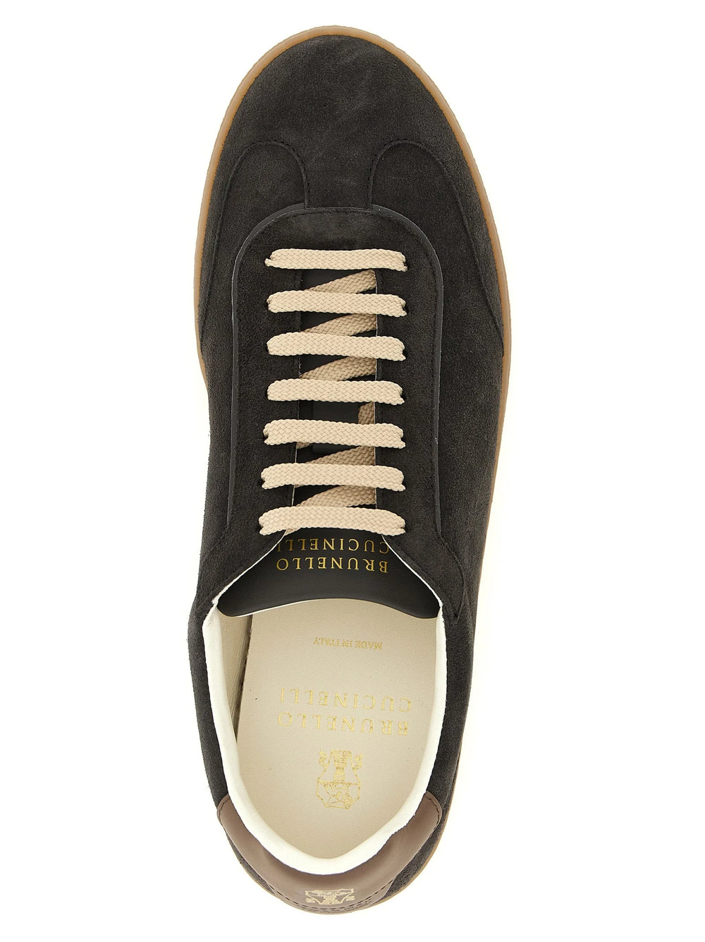 Brunello Cucinelli Grå kalveskinn lave sneakers