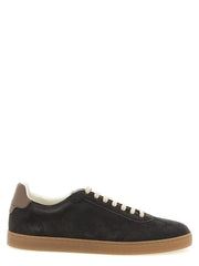 Brunello Cucinelli Grå kalveskinn lave sneakers
