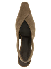 Brunello Cucinelli Gray Calfskin Mid Heel Pumps