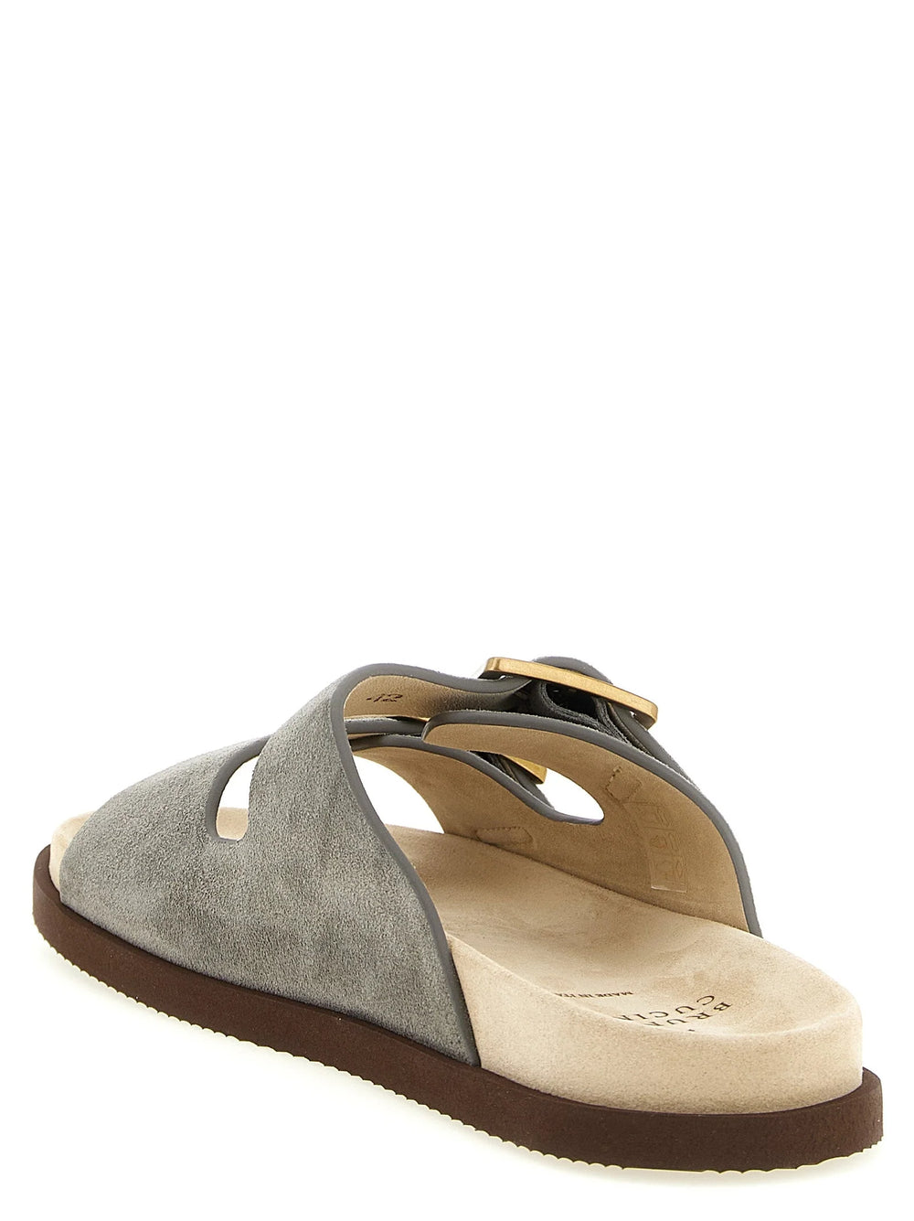 Brunello Cucinelli Gray Calfskin Slides