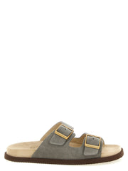 Brunello Cucinelli Gray Calfskin Slides - EU 42 | US 9