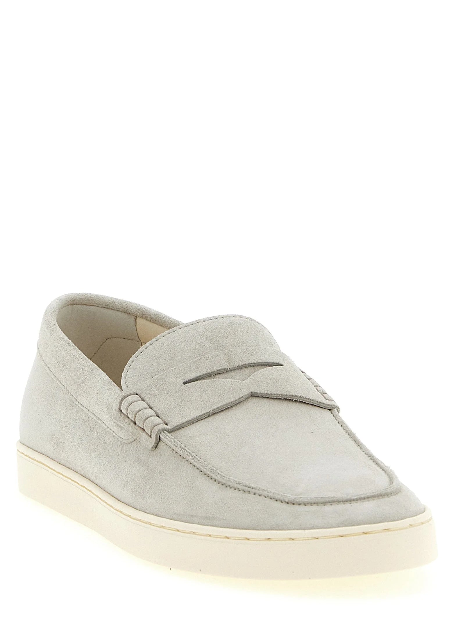 Brunello Cucinelli Gray Calfskin Slip-On Loafers