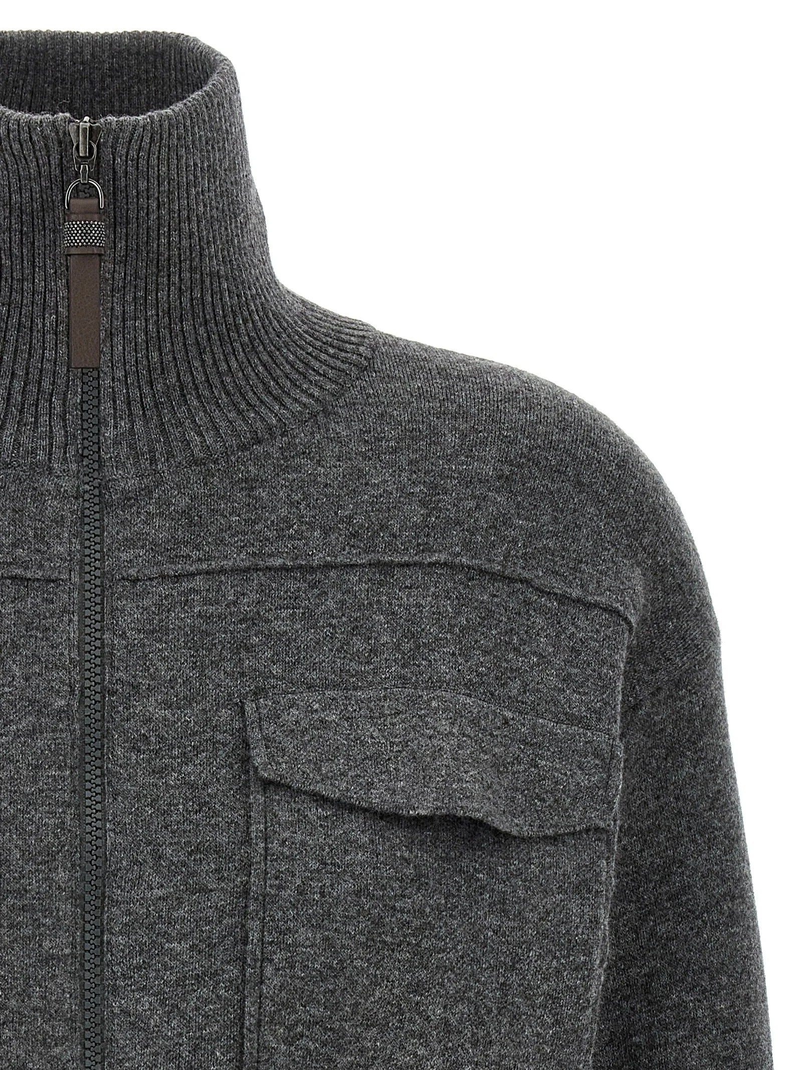 Brunello Cucinelli Gray Cashmere Cardigan