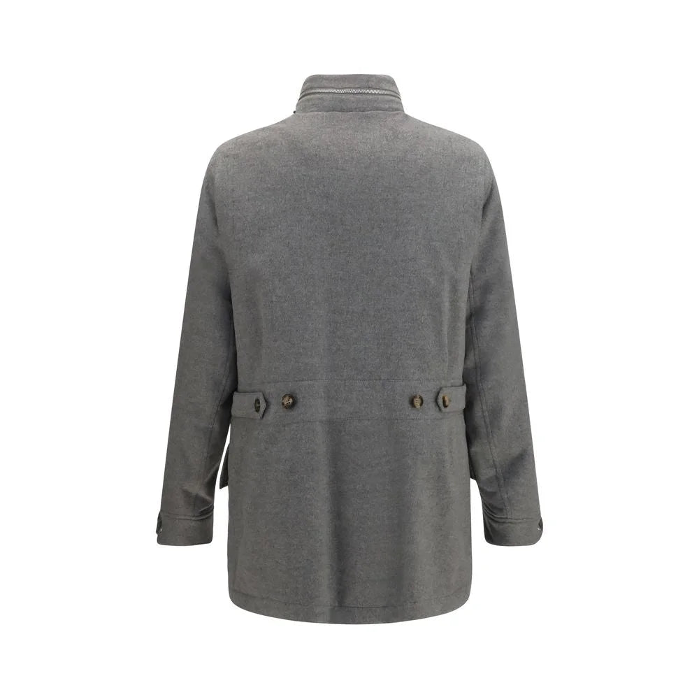 Brunello Cucinelli Gray Cashmere Full-Length Jacket