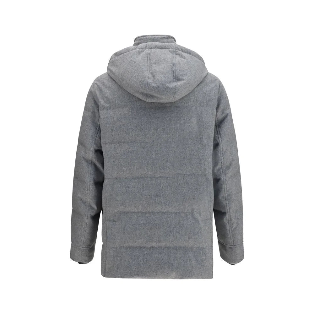 Brunello Cucinelli Gray Cashmere Full-Length Jacket - S