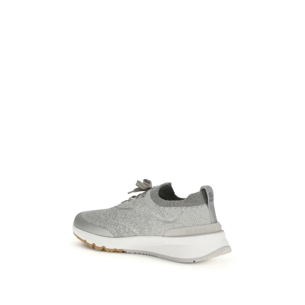 Brunello Cucinelli Gray Cotton Athletic Sneakers - EU45/US12