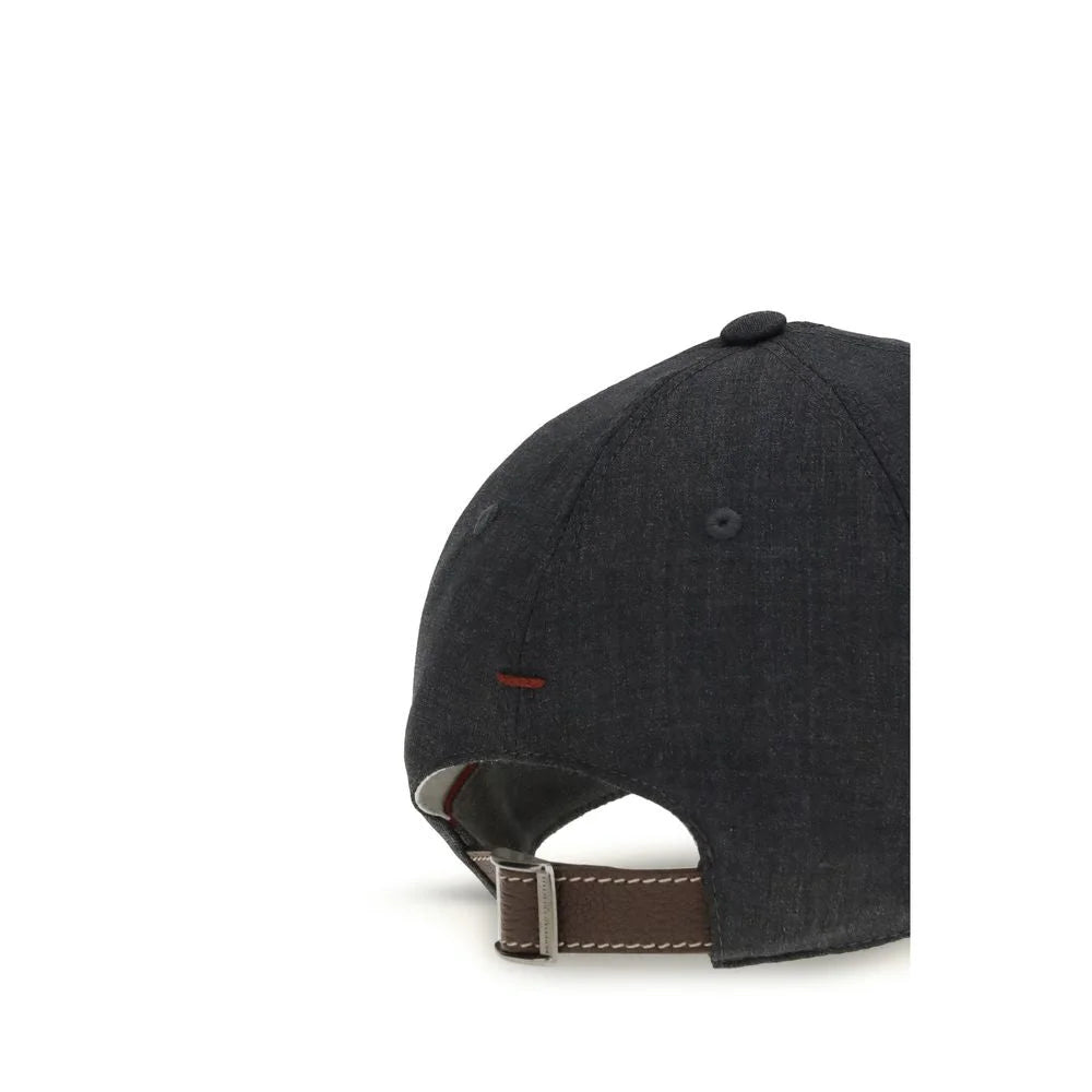 Brunello Cucinelli Gray Cotton Cap (Baseball Hat)