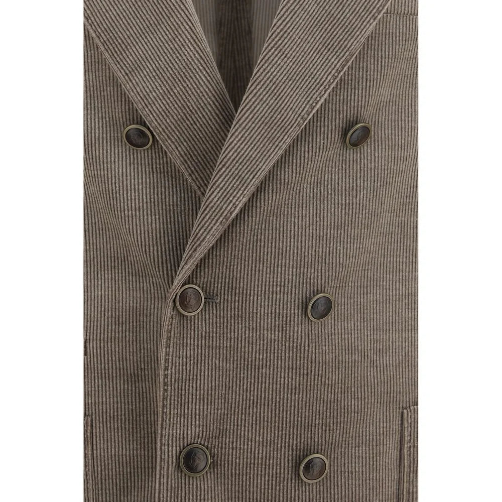 Brunello Cucinelli Gray Cotton Full-Length Jacket