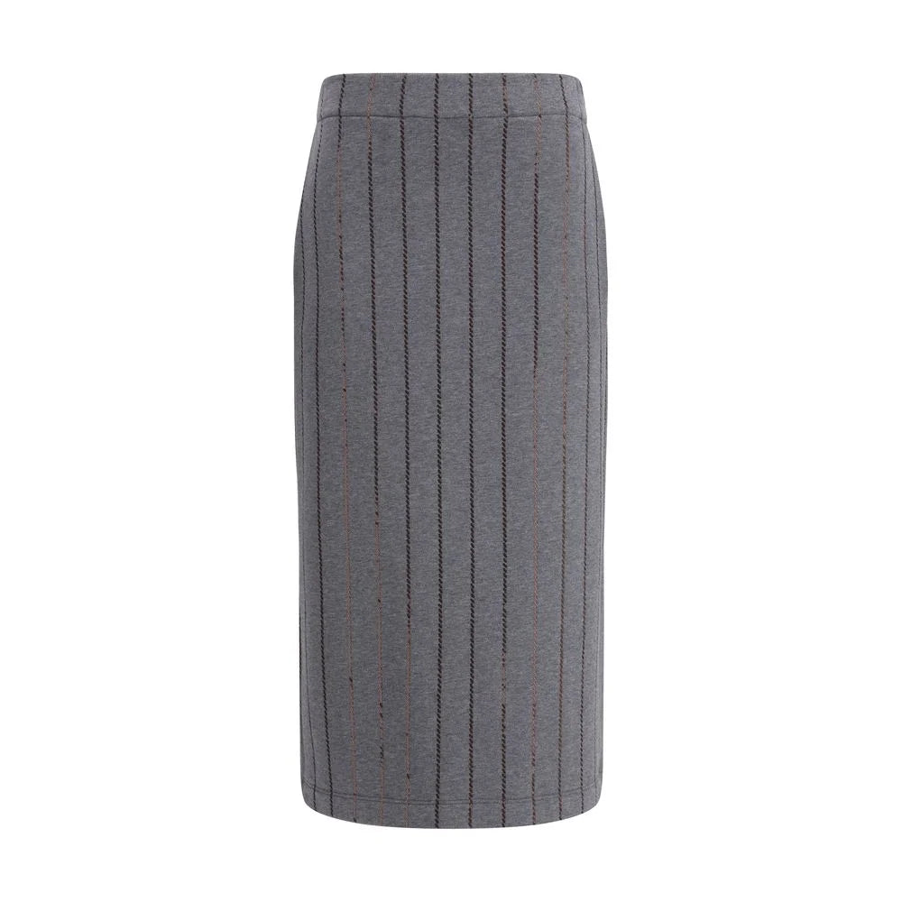 Brunello Cucinelli Gray Cotton Midi Skirt - XS