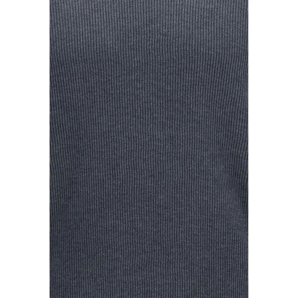 Brunello Cucinelli Gray Cotton Polo Shirt
