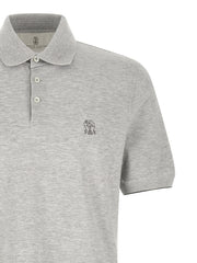 Brunello Cucinelli Gray Cotton Polo Shirt