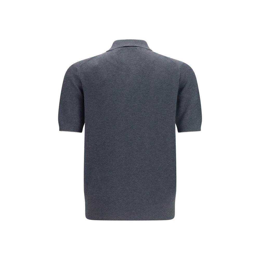 Brunello Cucinelli Gray Cotton Polo Shirt