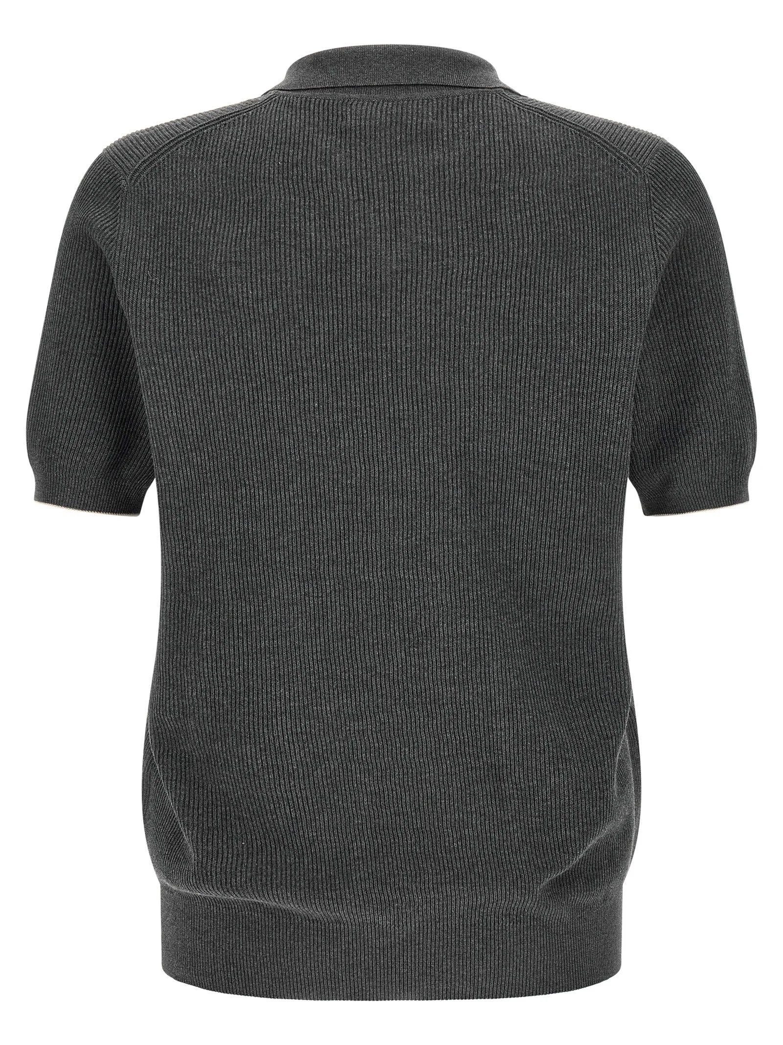 Brunello Cucinelli Gray Cotton Polo Shirt