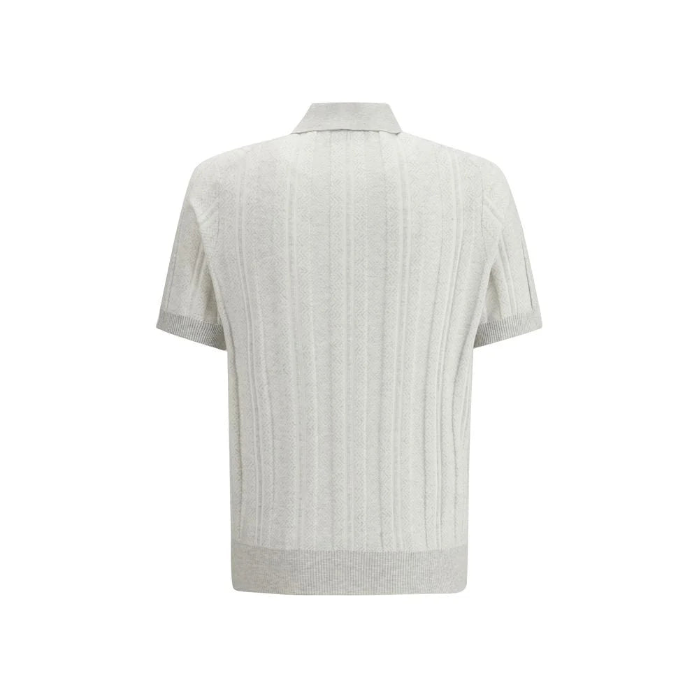 Brunello Cucinelli Gray Cotton Polo Shirt