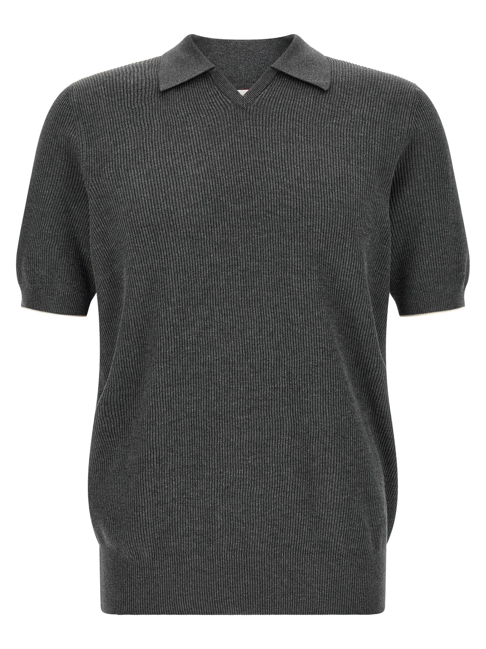 Brunello Cucinelli Gray Cotton Polo Shirt