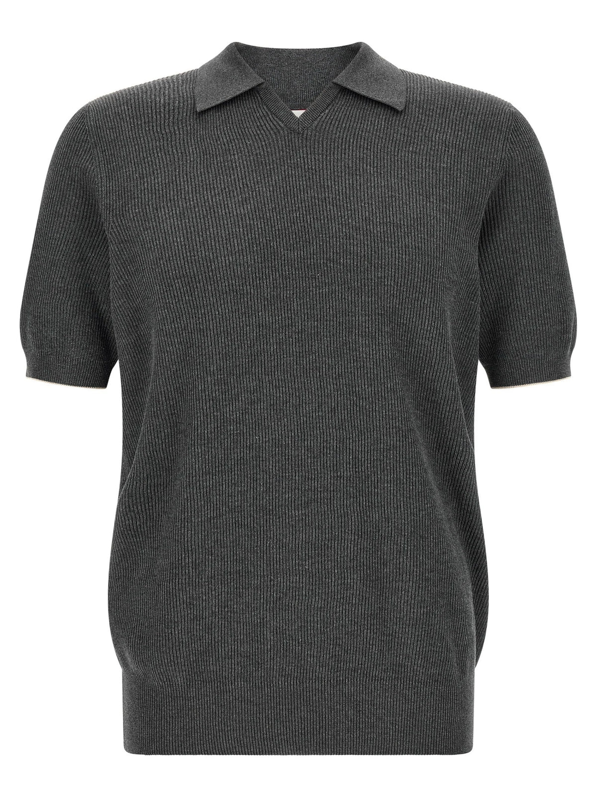 Brunello Cucinelli Gray Cotton Polo Shirt