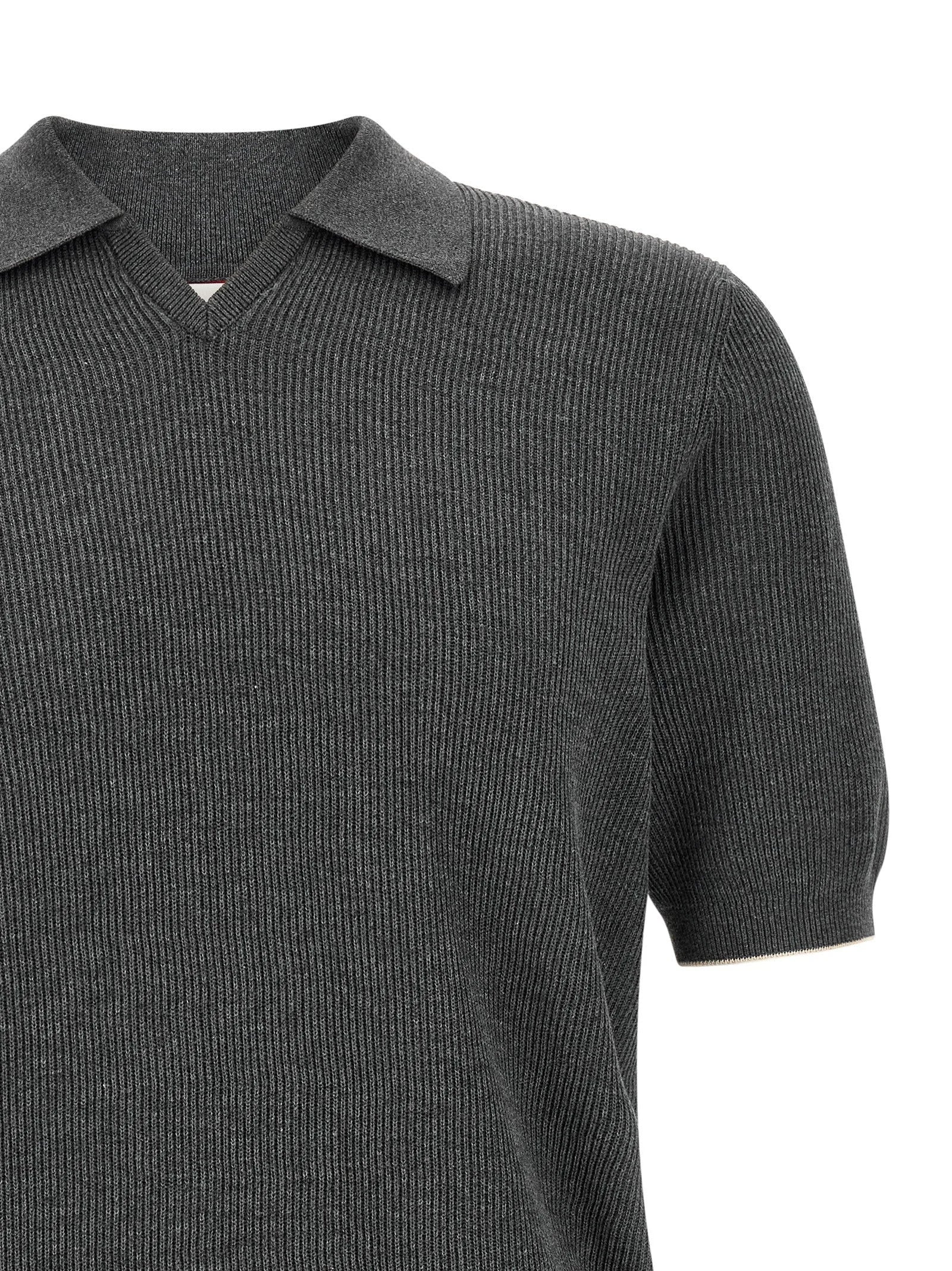 Brunello Cucinelli Gray Cotton Polo Shirt
